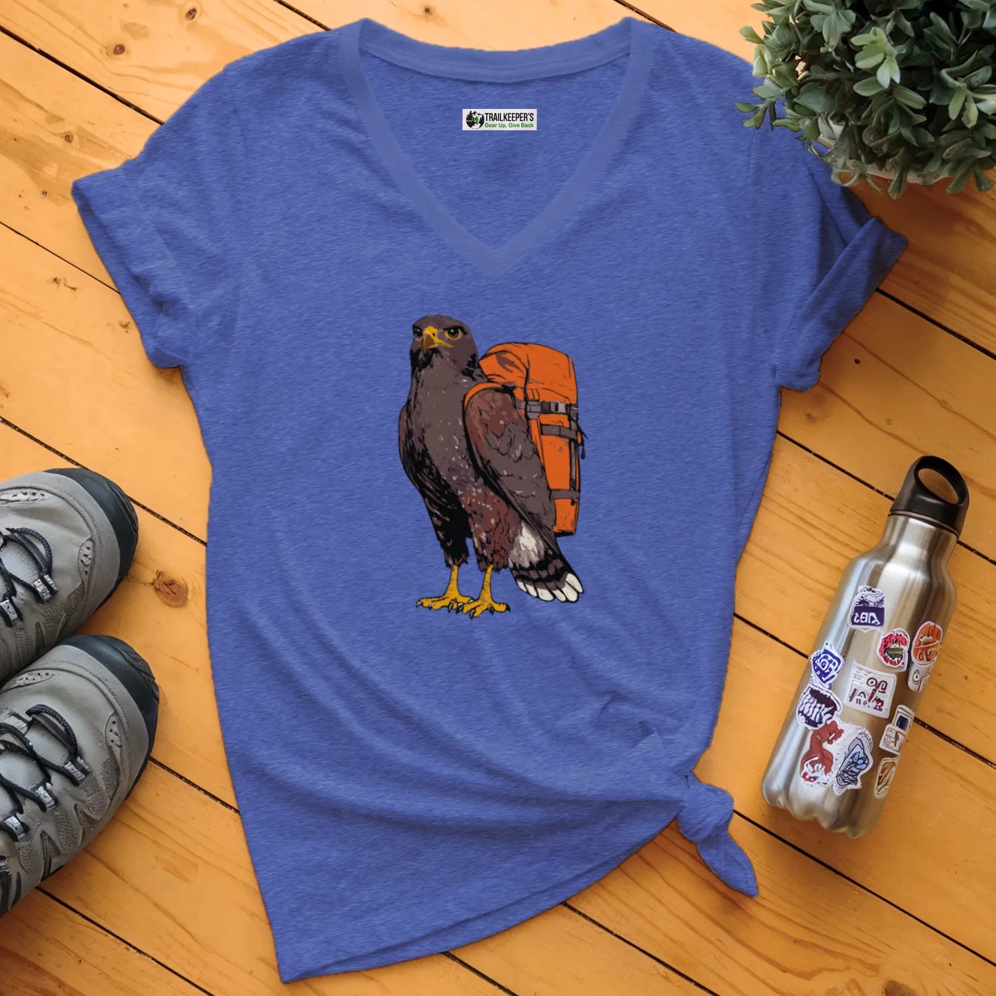 Harris's Hawk Backpacker V-Neck T-Shirt