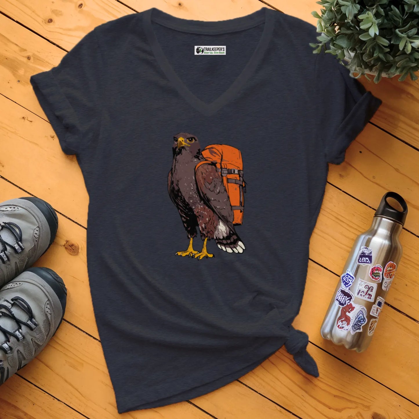 Harris's Hawk Backpacker V-Neck T-Shirt