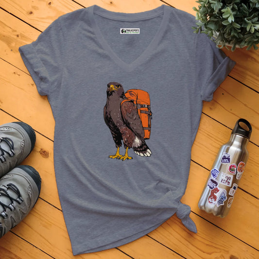 Harris's Hawk Backpacker V-Neck T-Shirt