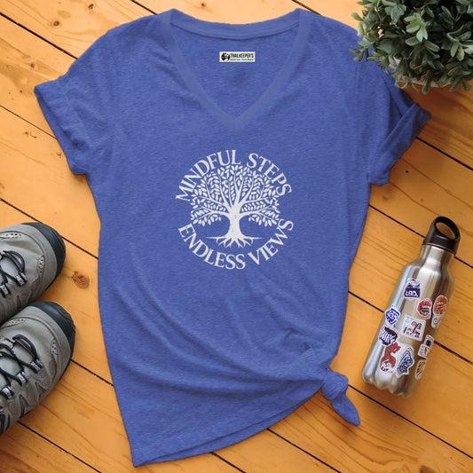 Mindful Steps, Endless Views V-Neck T-Shirt