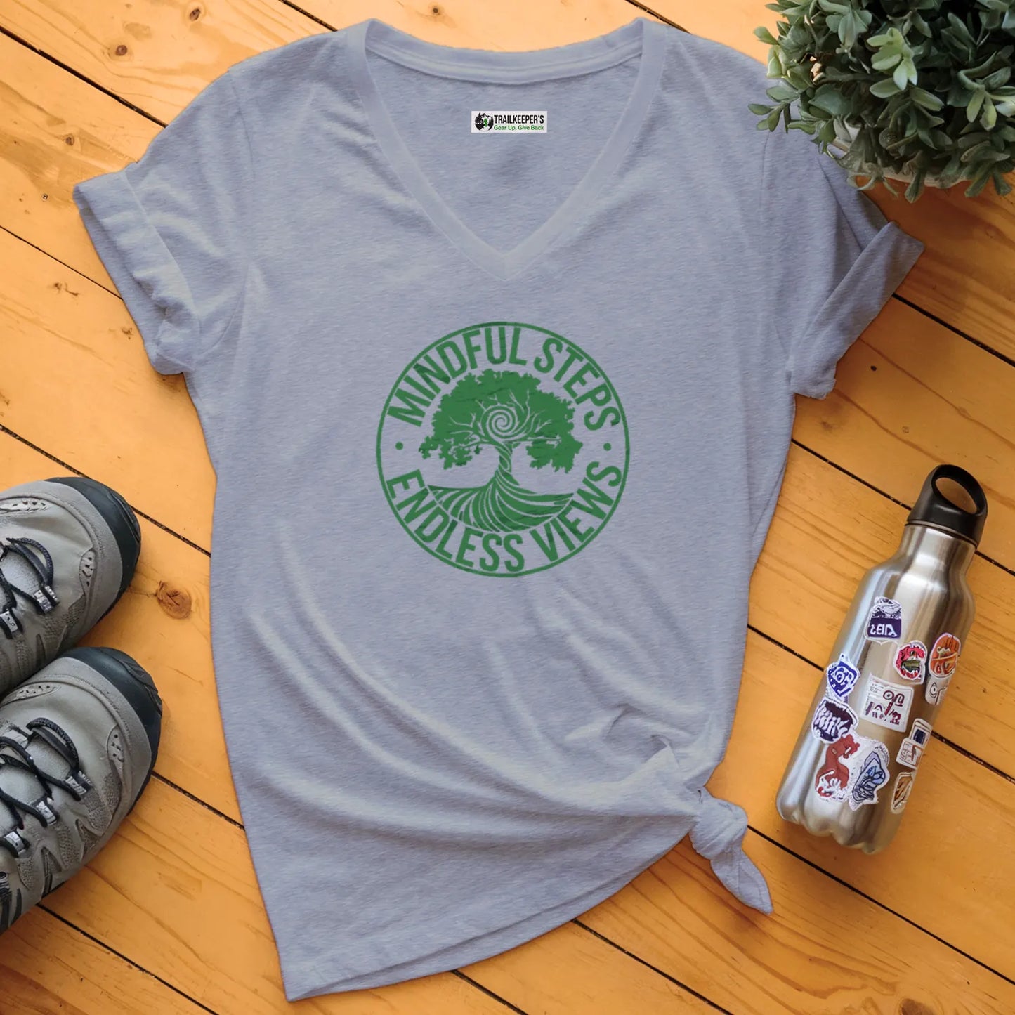Mindful Steps, Endless Views V-Neck T-Shirt