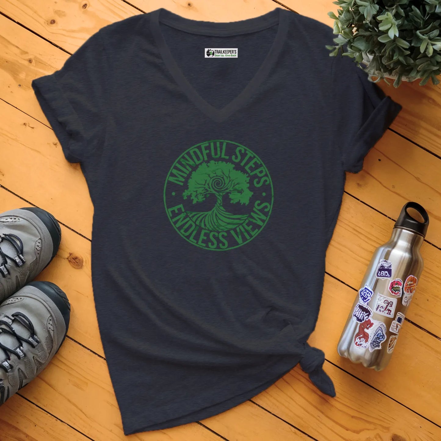 Mindful Steps, Endless Views V-Neck T-Shirt