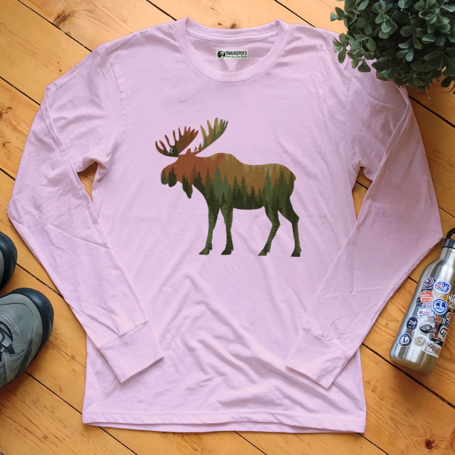 Moose Forest Scene Long Sleeve T-Shirt