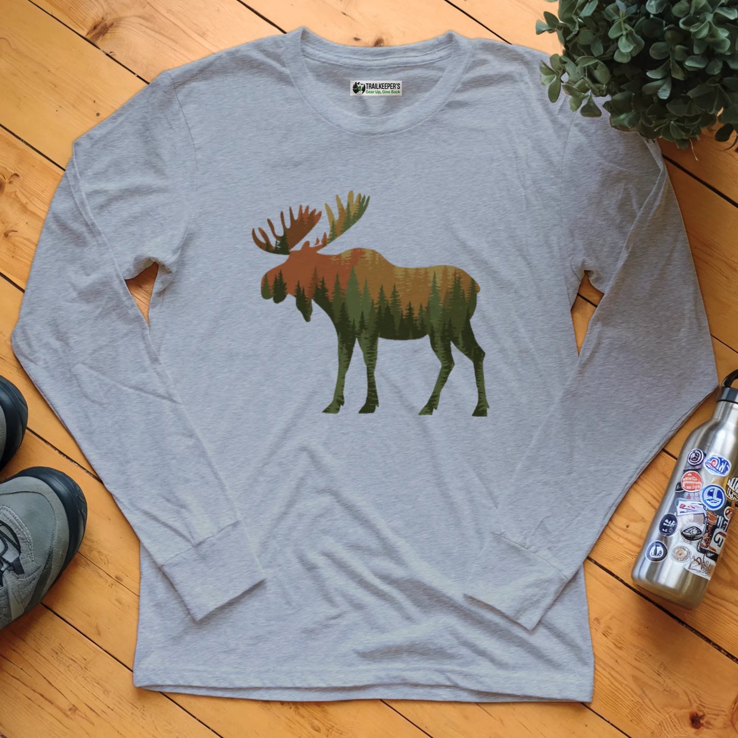 Moose Forest Scene Long Sleeve T-Shirt