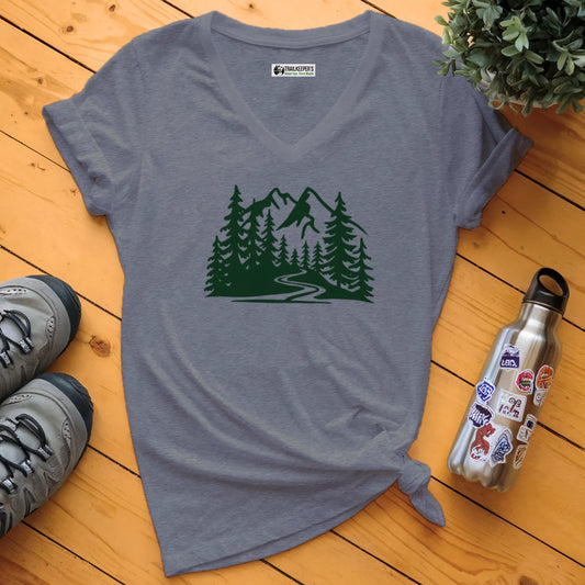 Mountain Forest Trail V-Neck T-Shirt