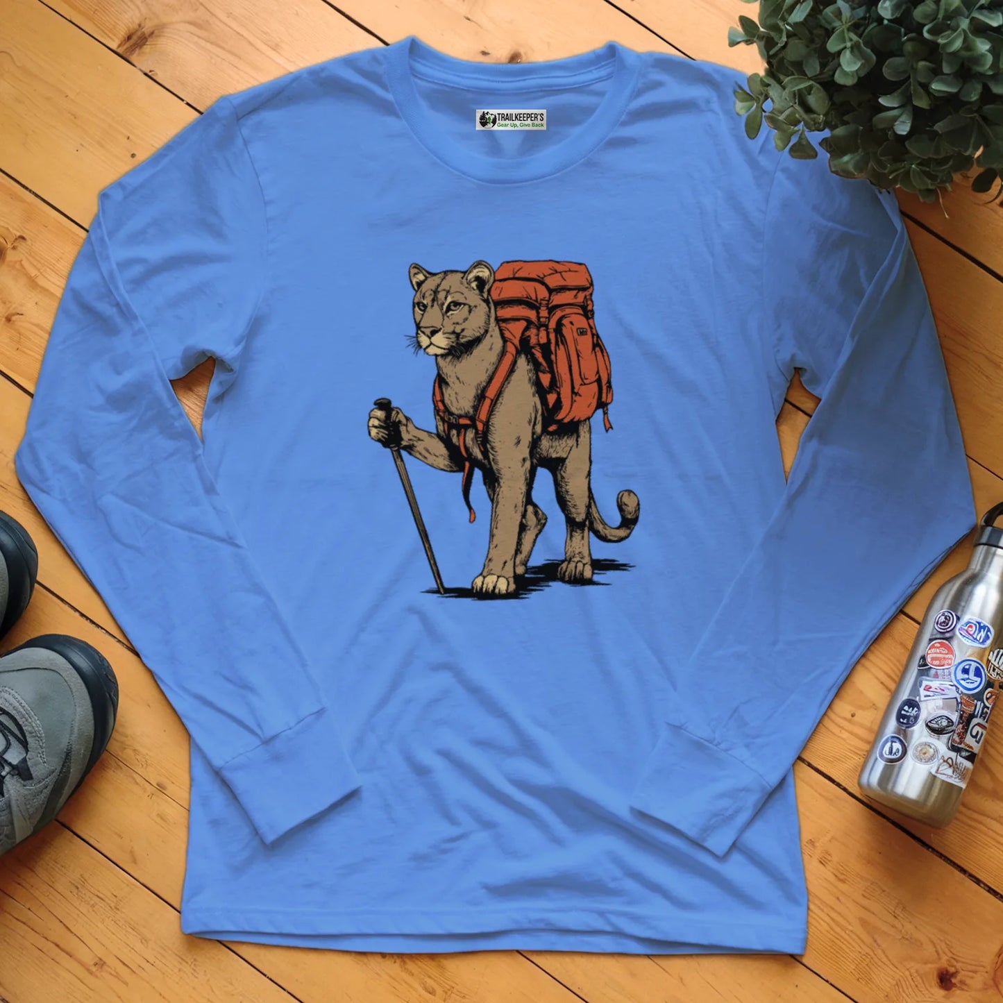 Mountain Lion Backpacker Long Sleeve T-Shirt