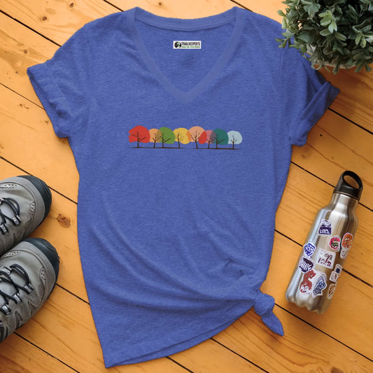 Multicolor Trees V-Neck T-Shirt