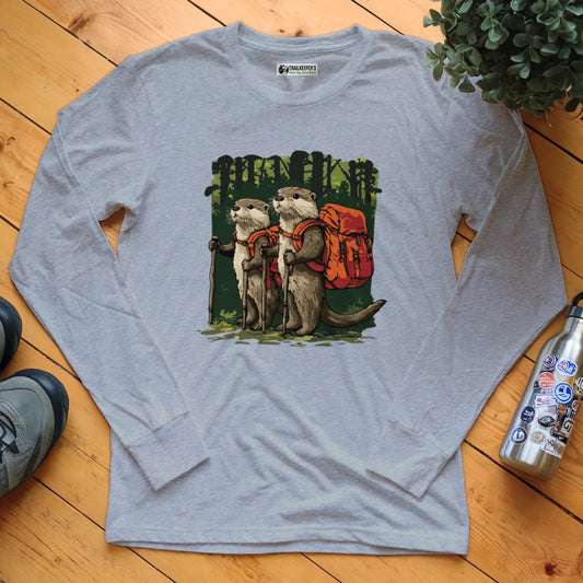 Otter Backpacker Buddies In The Forest Long Sleeve T-Shirt