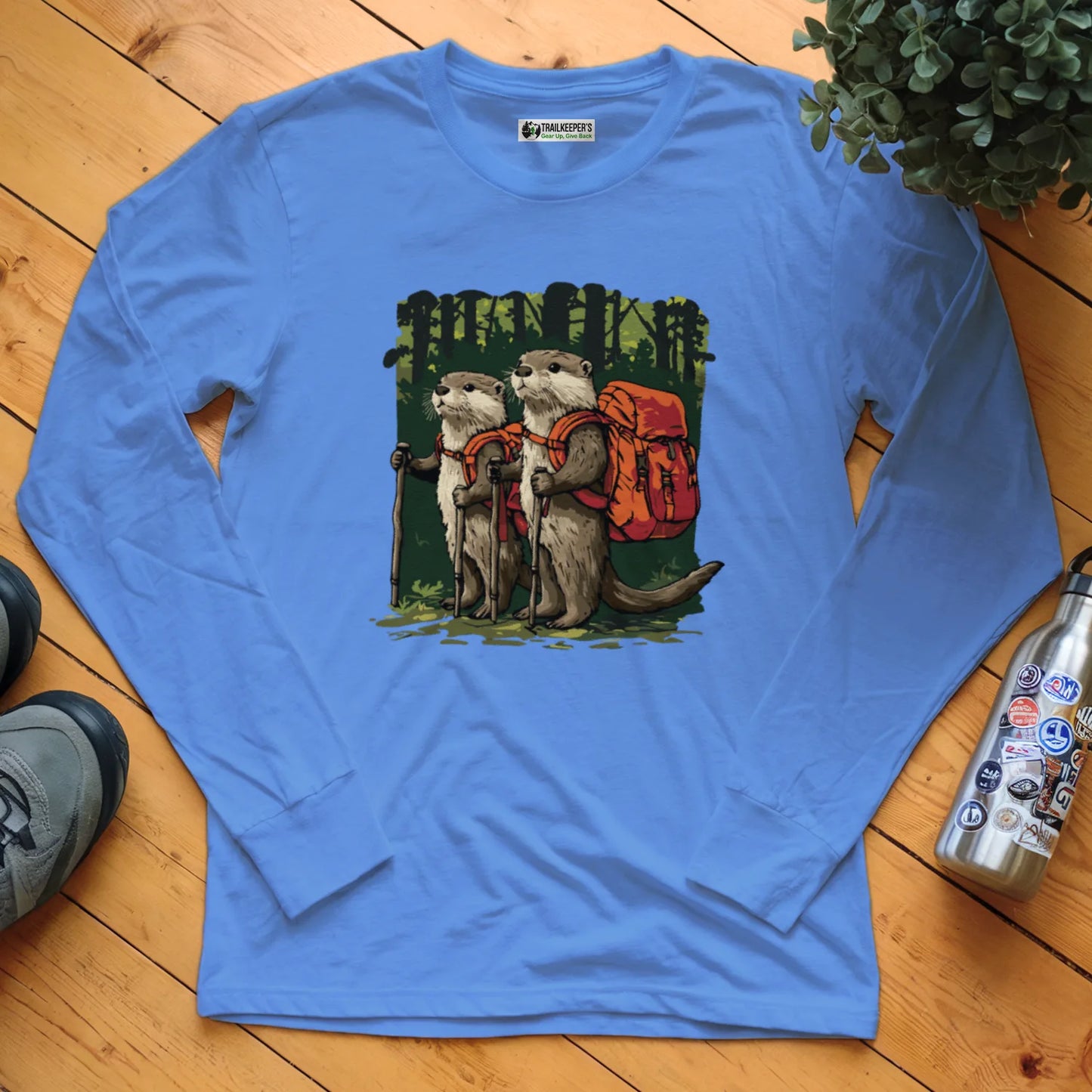 Otter Backpacker Buddies In The Forest Long Sleeve T-Shirt