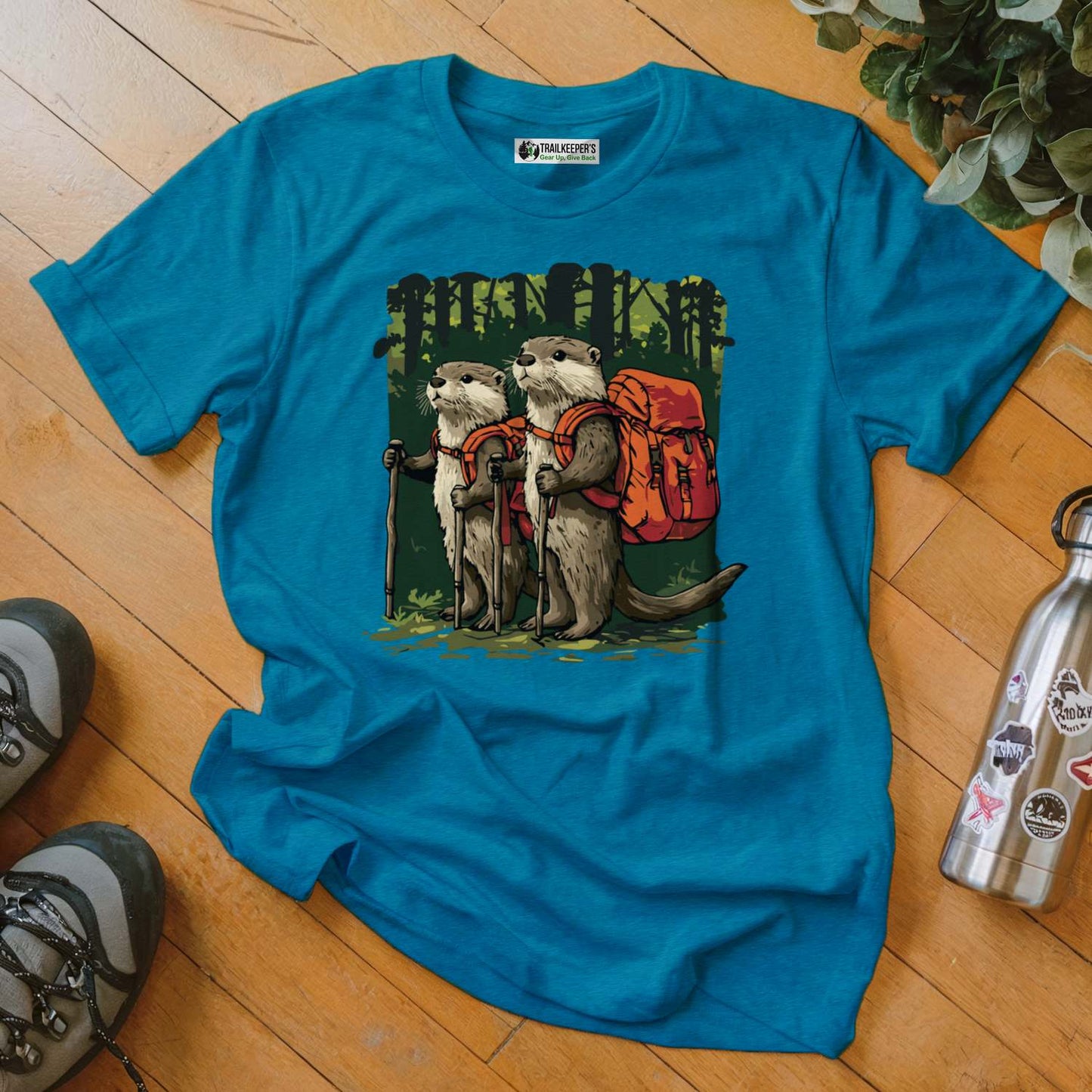 Otter Backpacker Buddies In The Forest T-Shirt