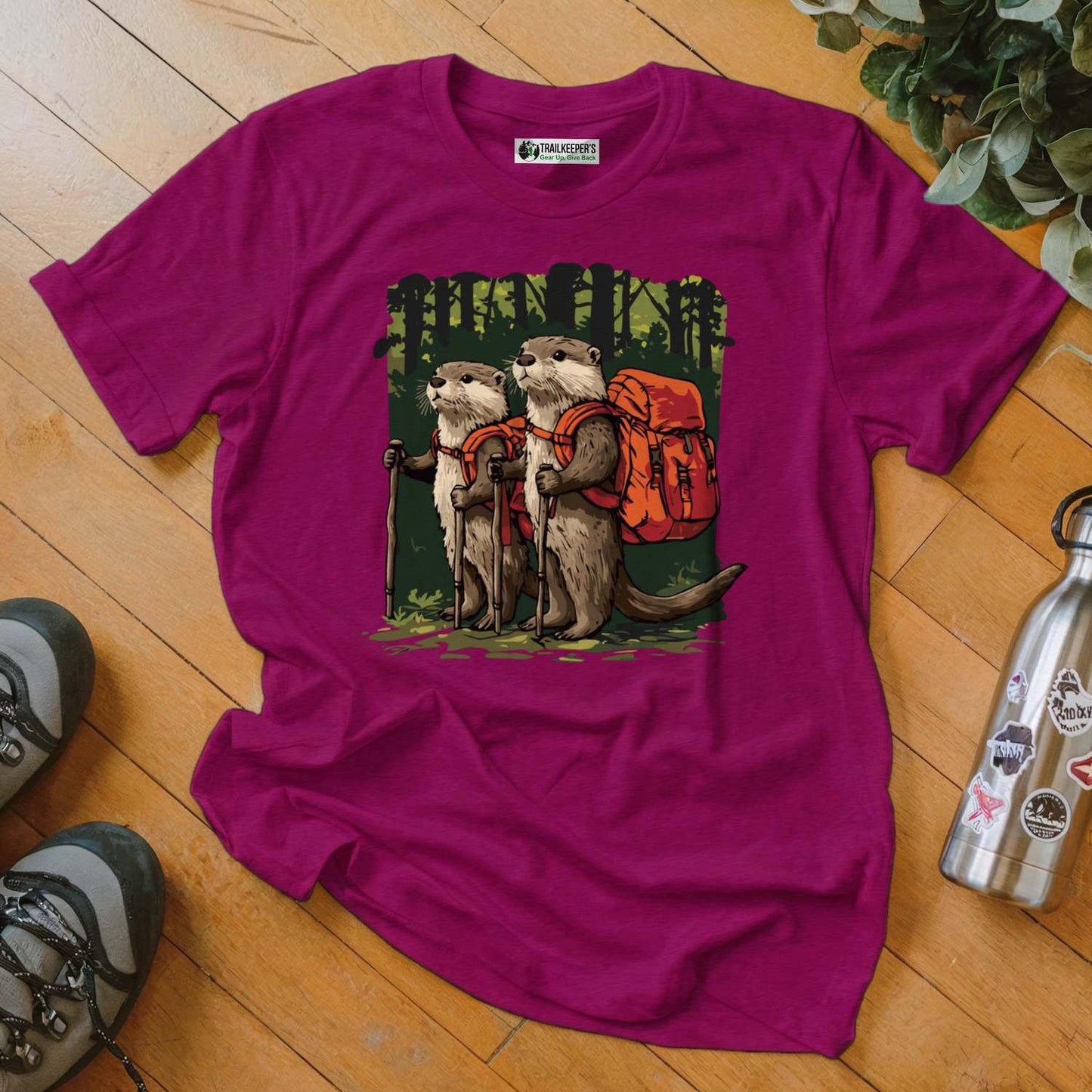 Otter Backpacker Buddies In The Forest T-Shirt