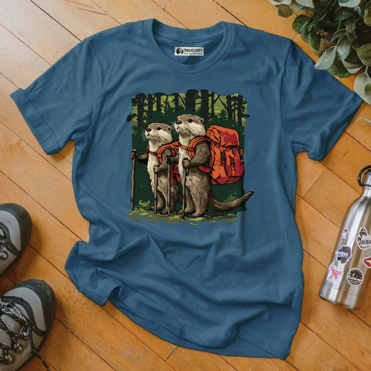 Otter Backpacker Buddies In The Forest T-Shirt