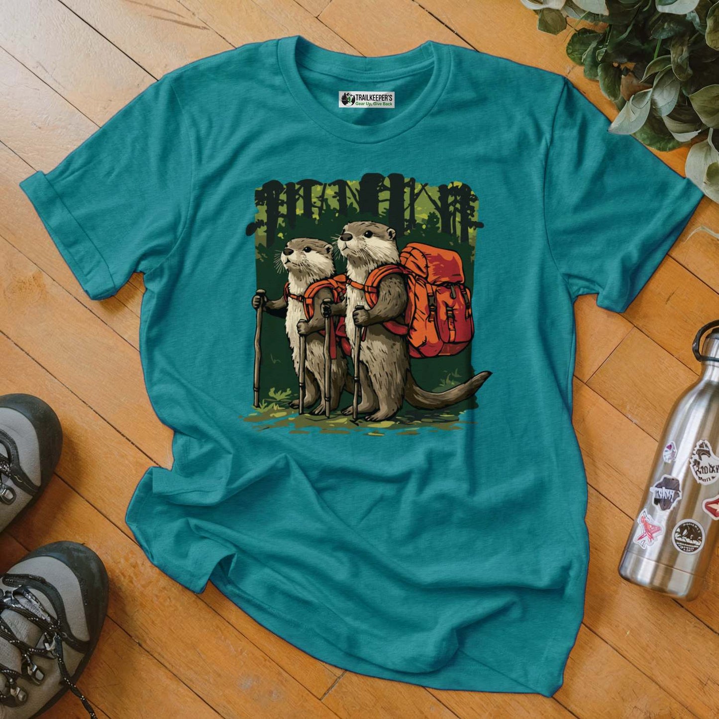 Otter Backpacker Buddies In The Forest T-Shirt