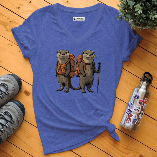 Otter Backpacker Buddies V-Neck T-Shirt