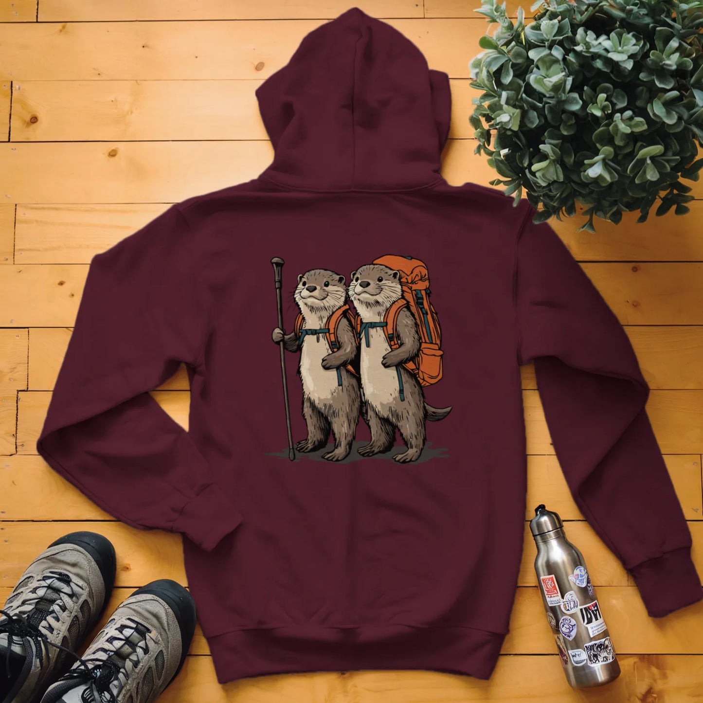 Otter Backpacker Couple Hoodie