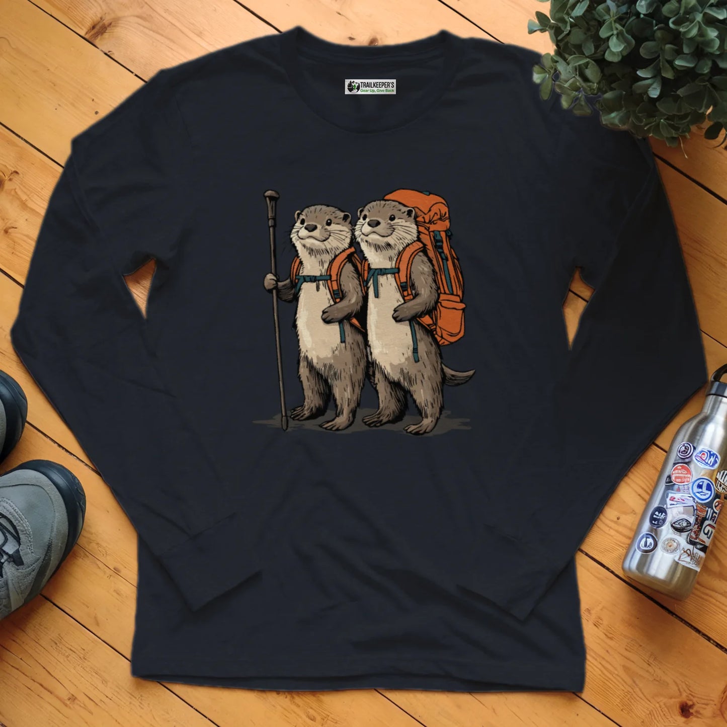 Otter Backpacker Couple Long Sleeve T-Shirt