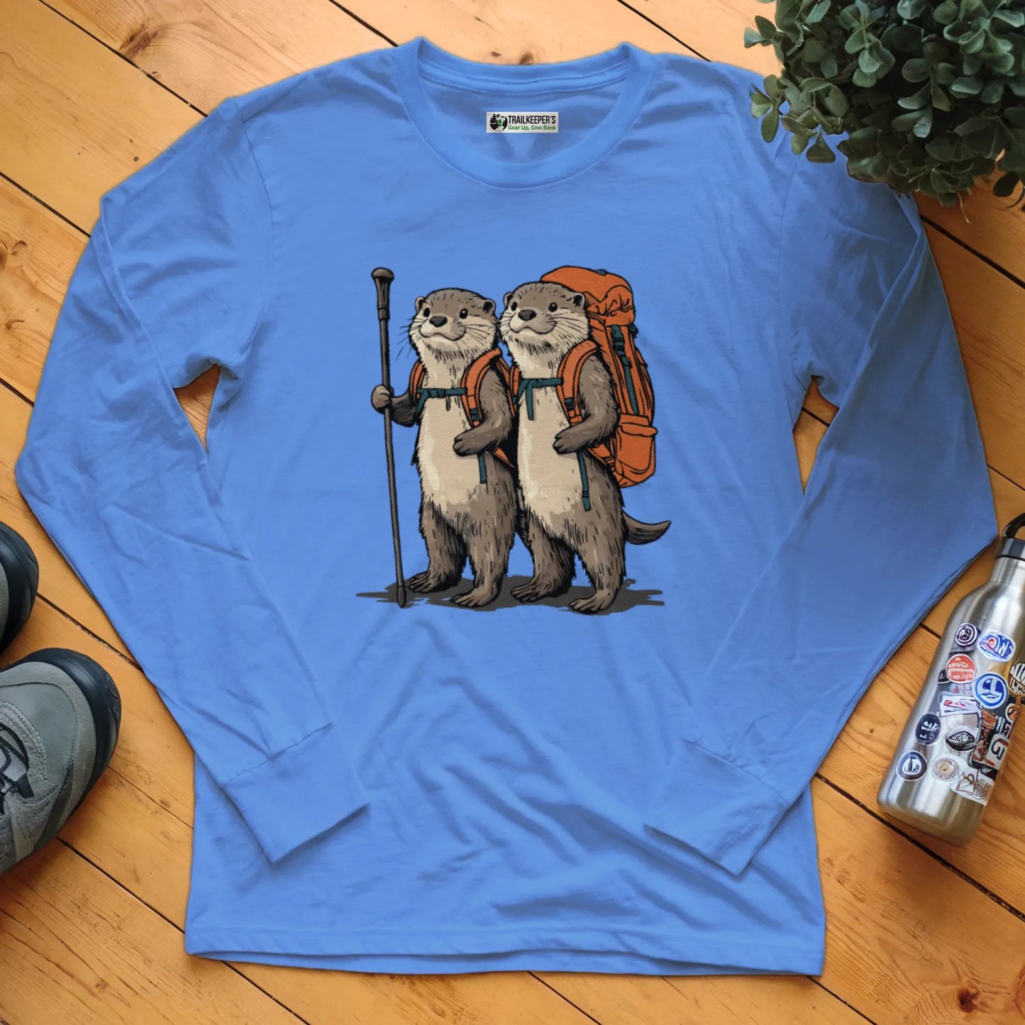 Otter Backpacker Couple Long Sleeve T-Shirt