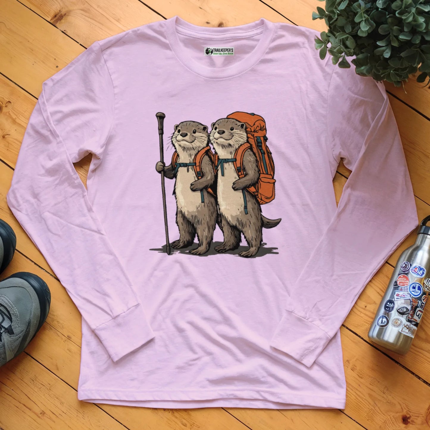 Otter Backpacker Couple Long Sleeve T-Shirt