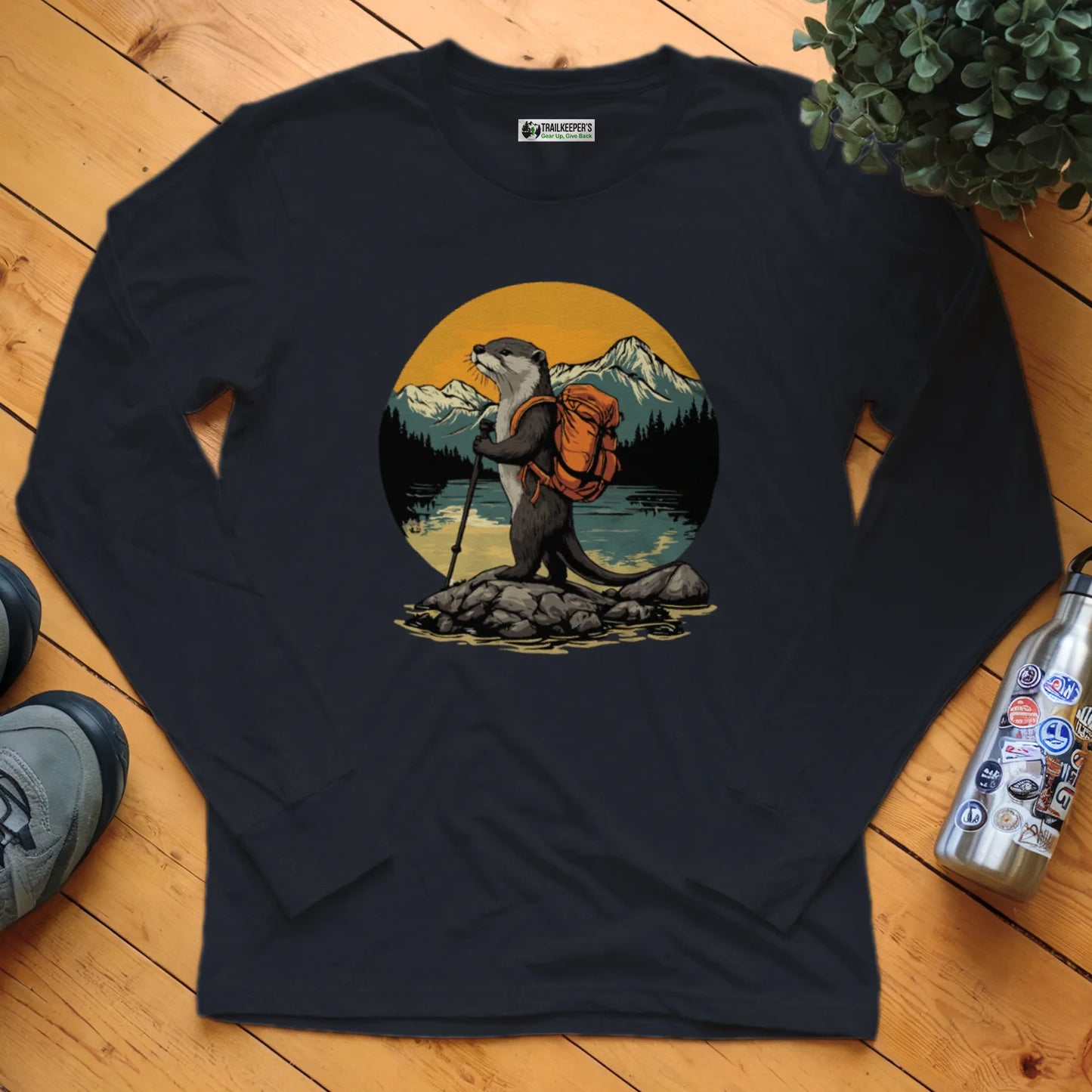 Otter Backpacker On The River Long Sleeve T-Shirt