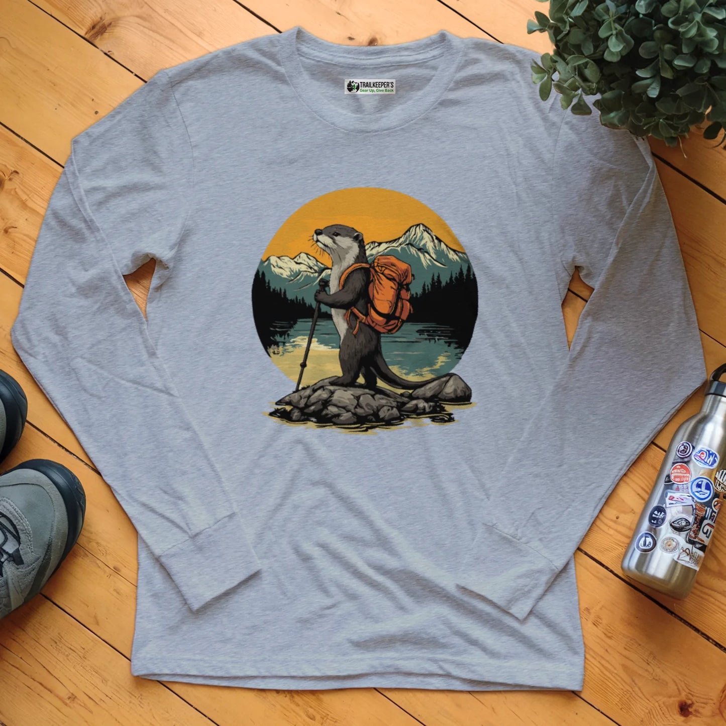 Otter Backpacker On The River Long Sleeve T-Shirt