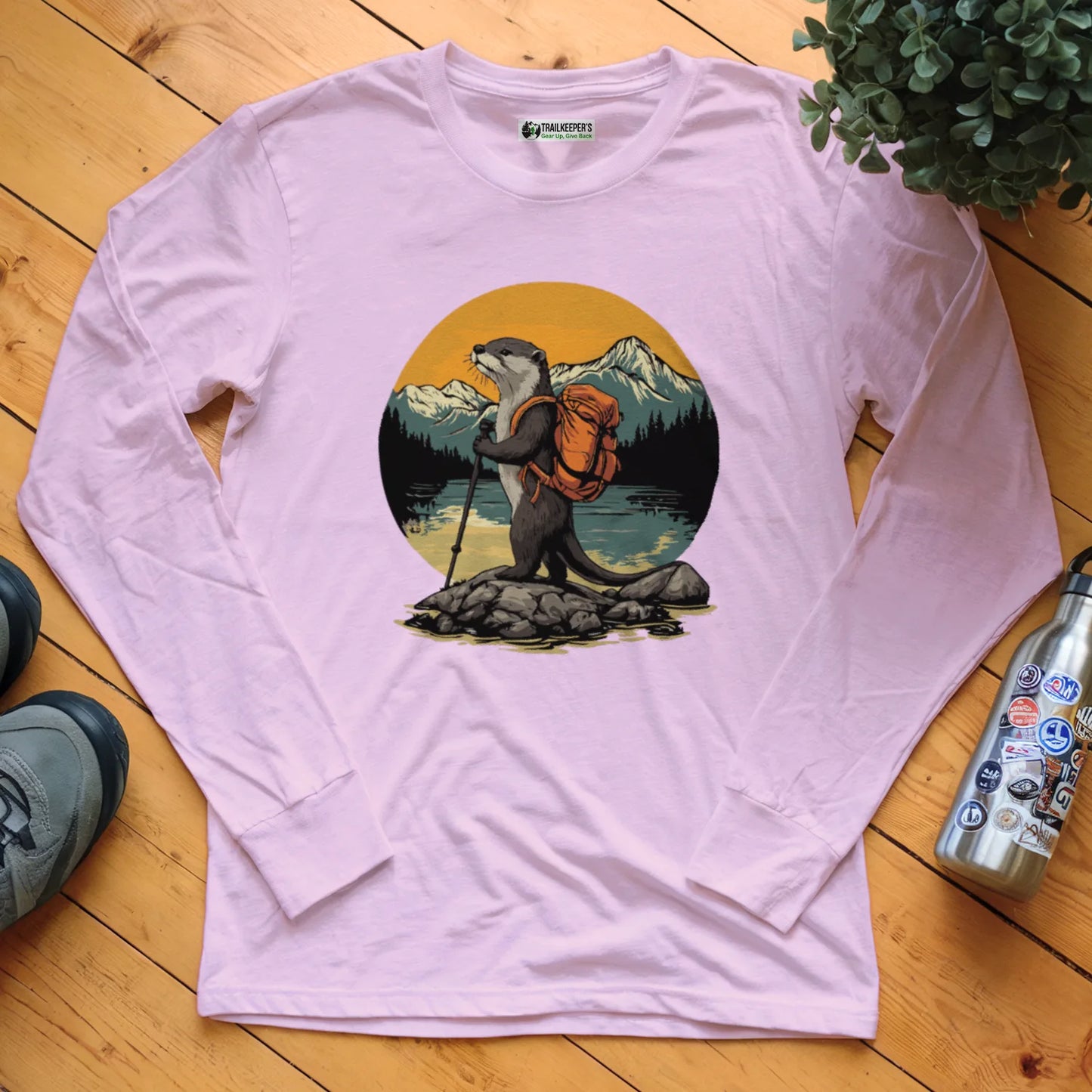 Otter Backpacker On The River Long Sleeve T-Shirt