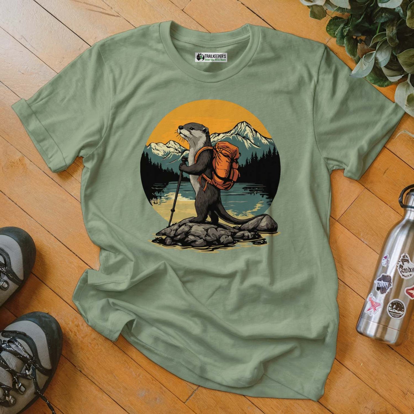 Otter Backpacker On The River T-Shirt