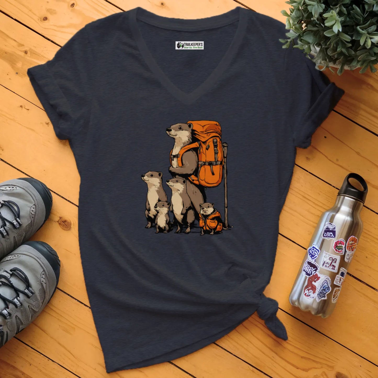 Otter Backpacker V-Neck T-Shirt