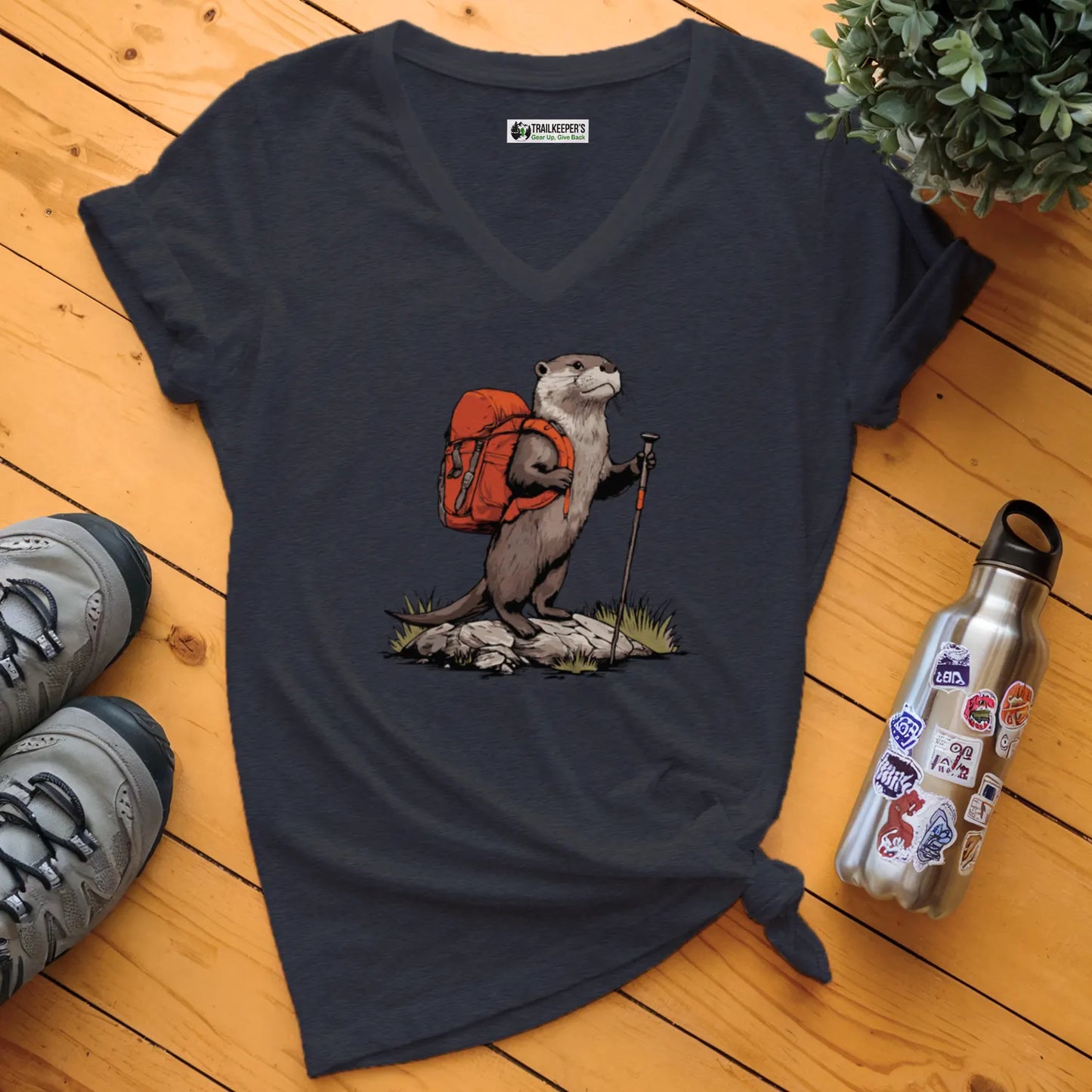Otter Backpacker V-Neck T-Shirt