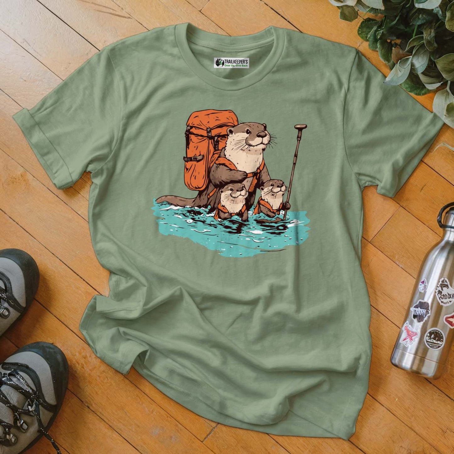 Otter Backpacker Family Fording River T-Shirt