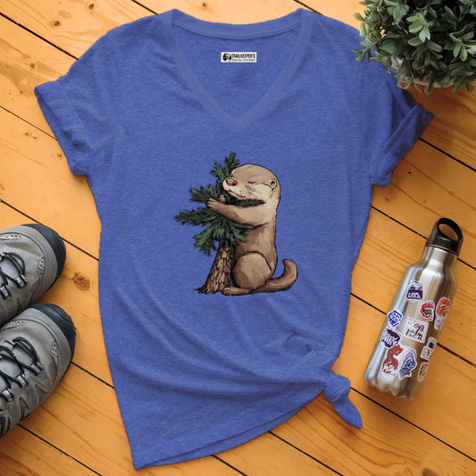 Otter Tree Hugger V-Neck T-Shirt
