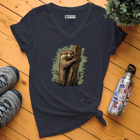 Otter Tree Hugger V-Neck T-Shirt