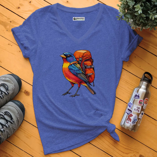 Painted Bunting Backpacker V-Neck T-Shirt