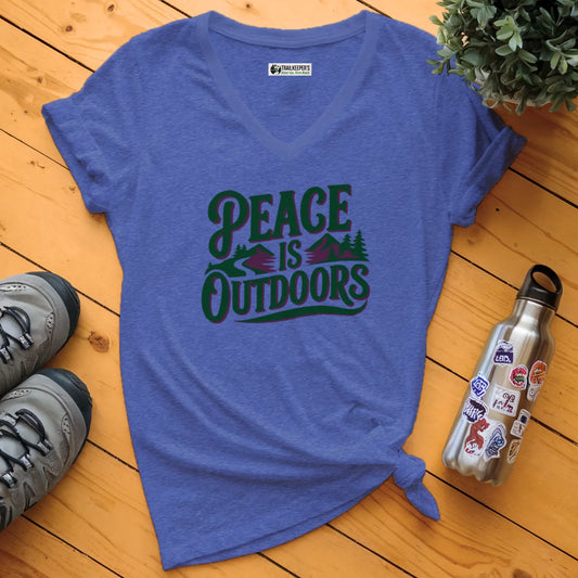 Peace Is Outdoors V-Neck T-Shirt