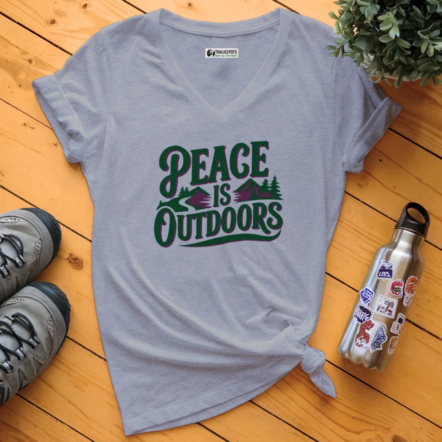 Peace Is Outdoors V-Neck T-Shirt