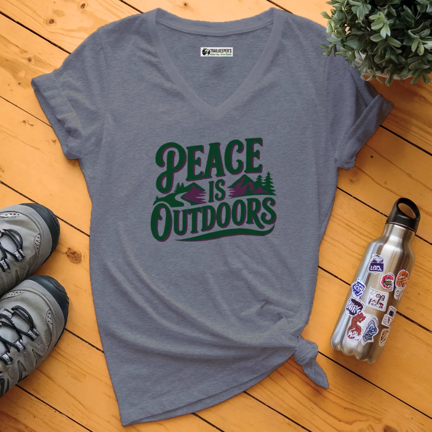 Peace Is Outdoors V-Neck T-Shirt