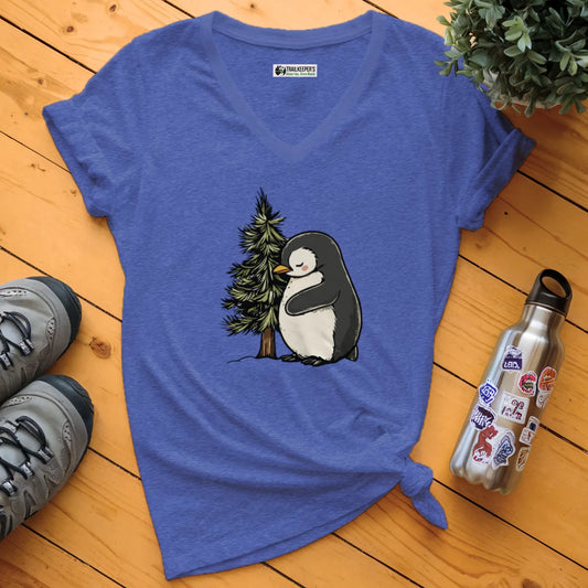 Penguin Tree Hugger V-Neck T-Shirt