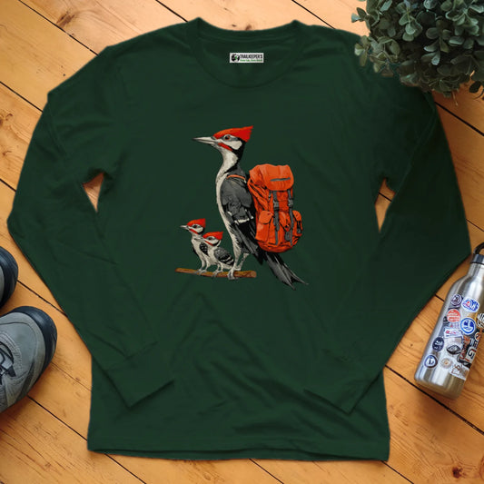 Pileated Woodpecker Backpacker Family Long Sleeve T-Shirt