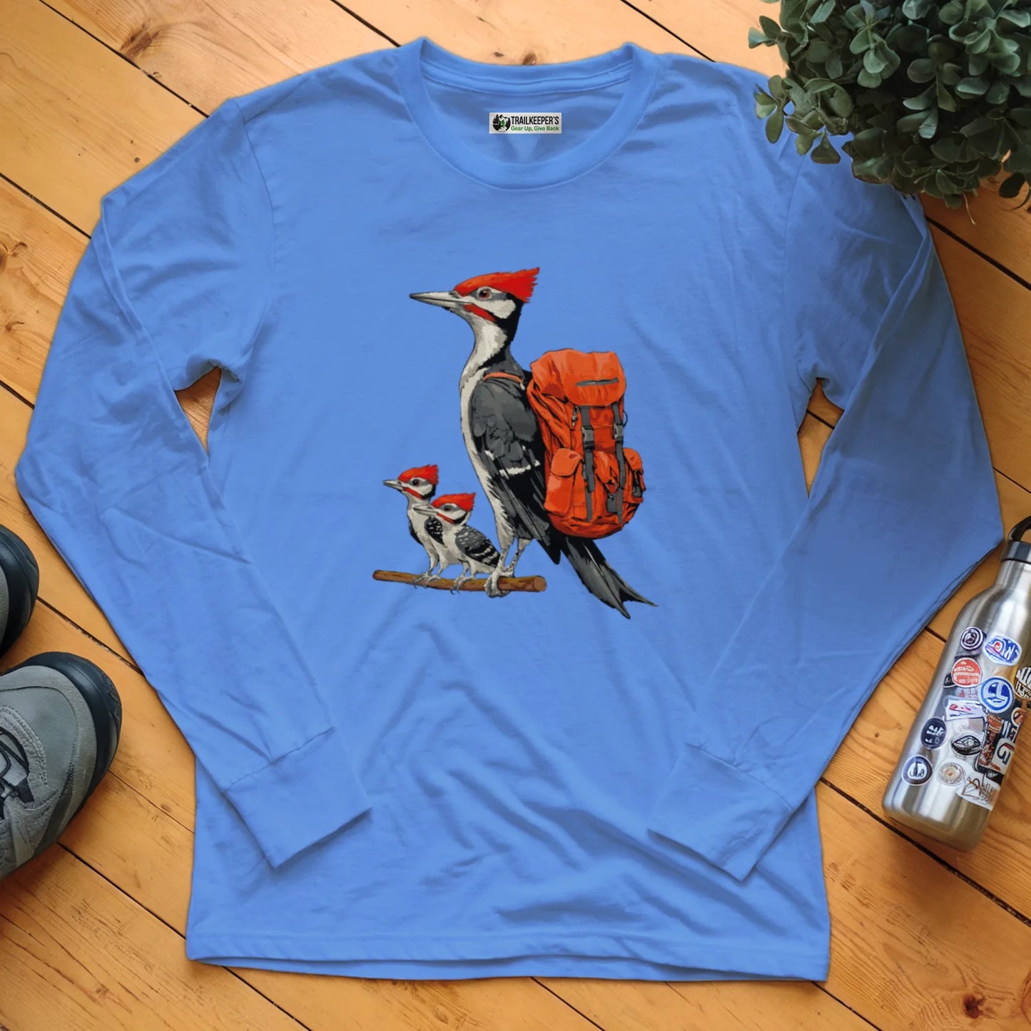 Pileated Woodpecker Backpacker Family Long Sleeve T-Shirt