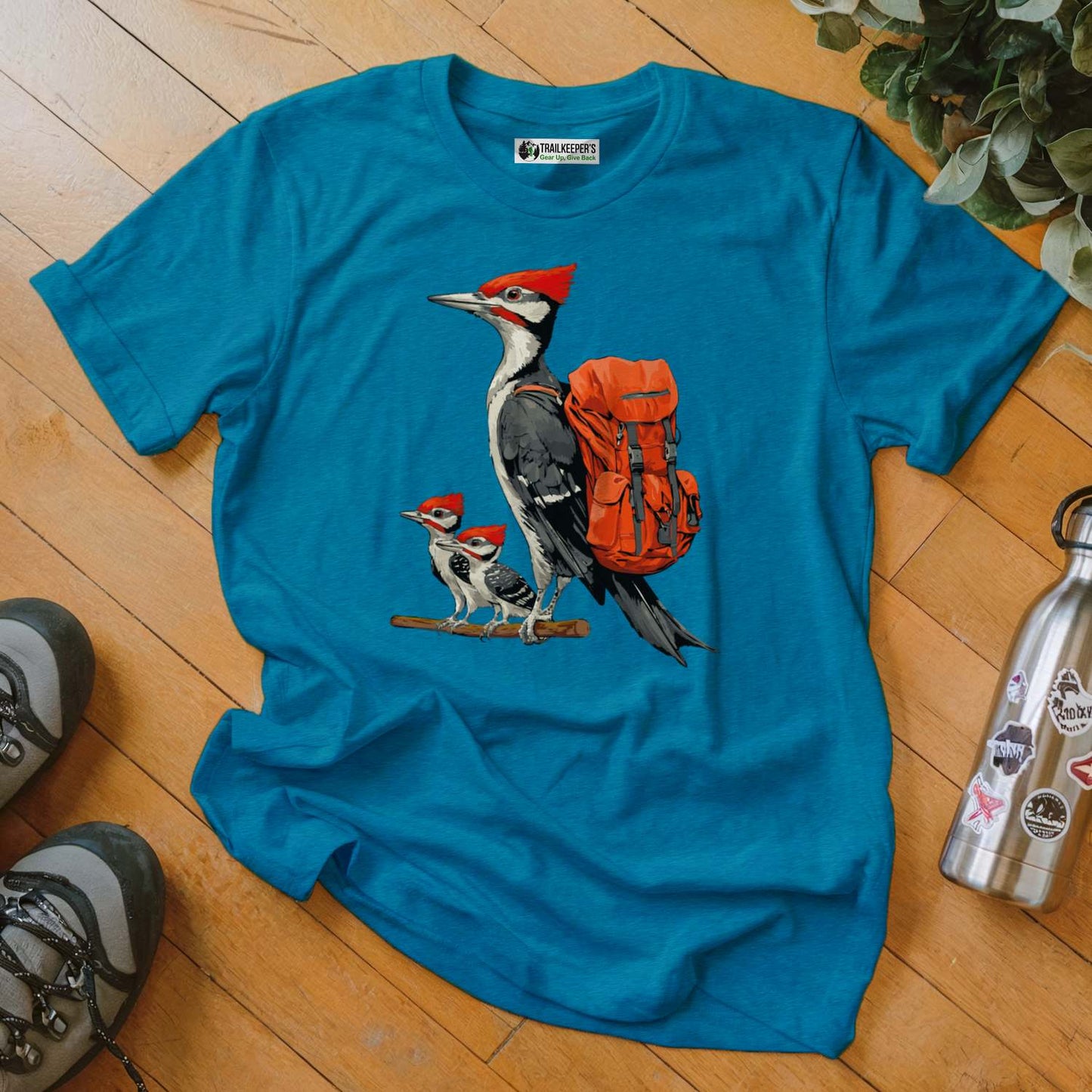 Pileated Woodpecker Backpacker Family T-Shirt
