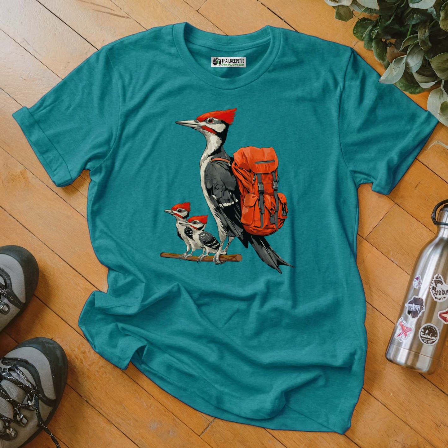 Pileated Woodpecker Backpacker Family T-Shirt