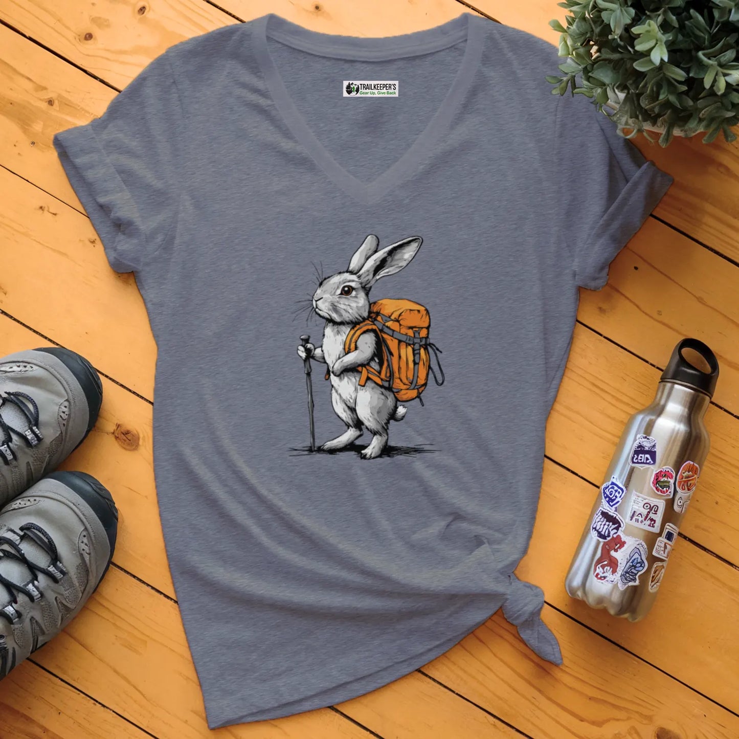 Rabbit Backpacker V-Neck T-Shirt