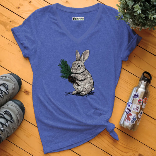 Rabbit Tree Hugger V-Neck T-Shirt