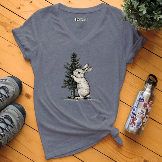 Rabbit Tree Hugger V-Neck T-Shirt