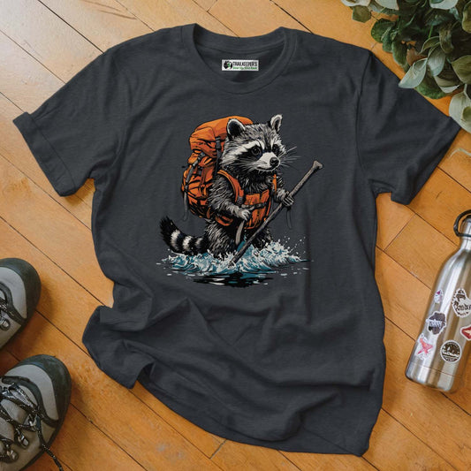 Raccoon Backpacker Fording River T-Shirt