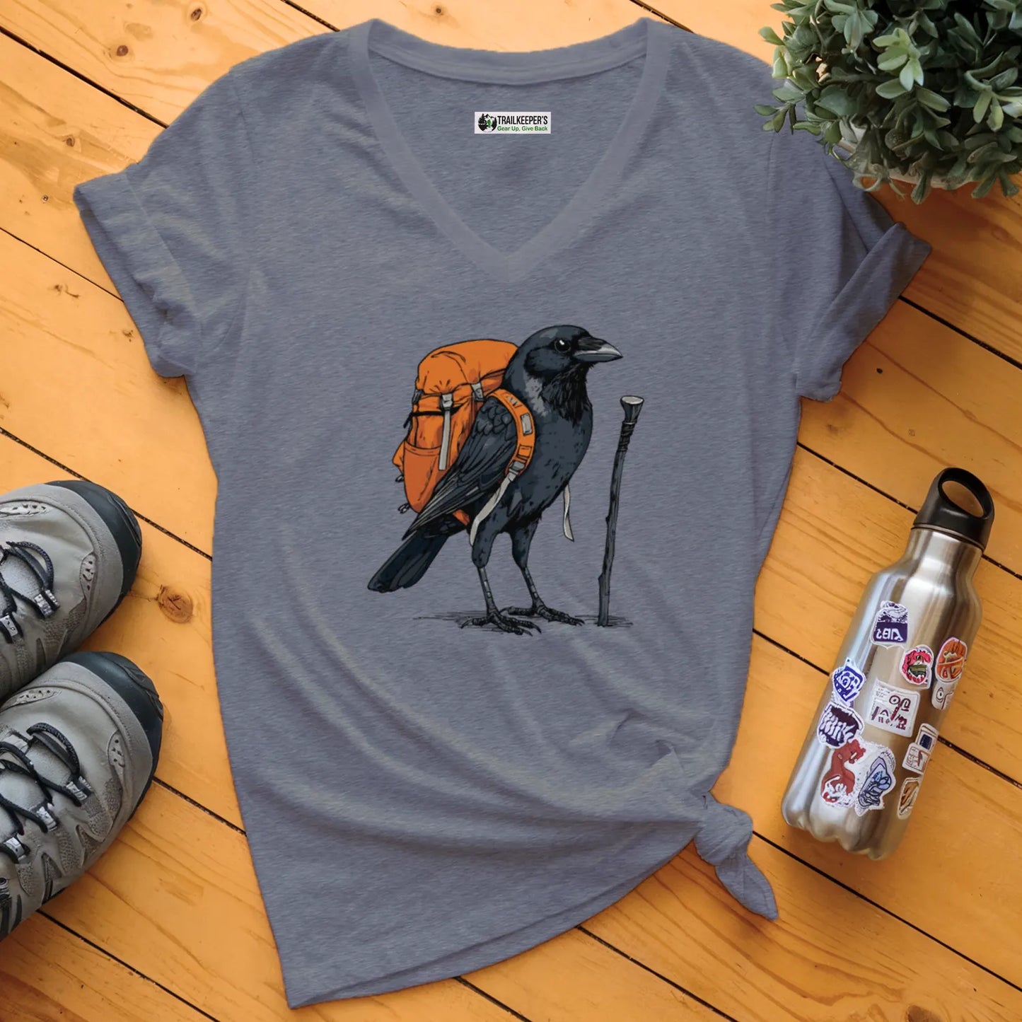 Raven Backpacker V-Neck T-Shirt