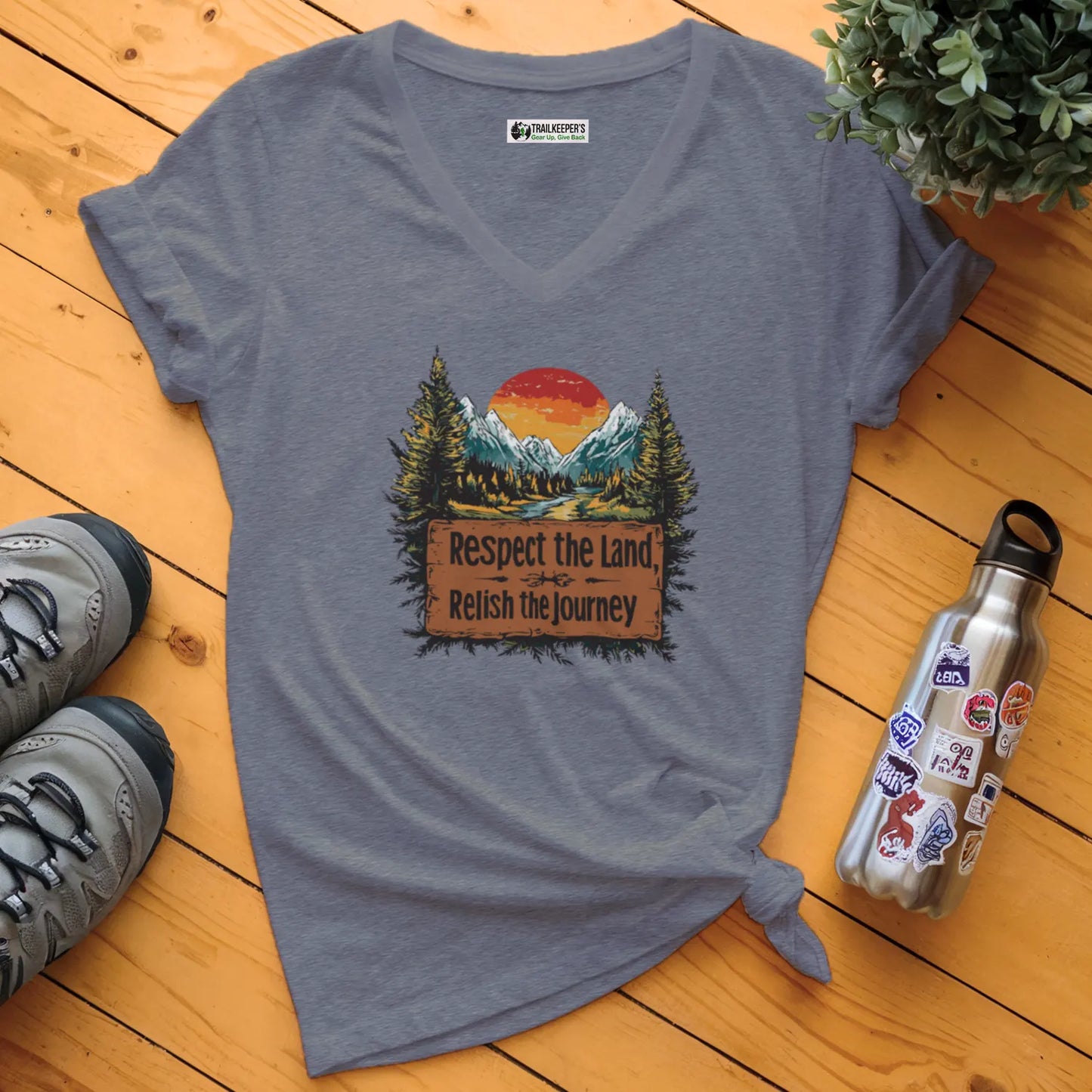 Respect The Land, Relish The Journey V-Neck T-Shirt