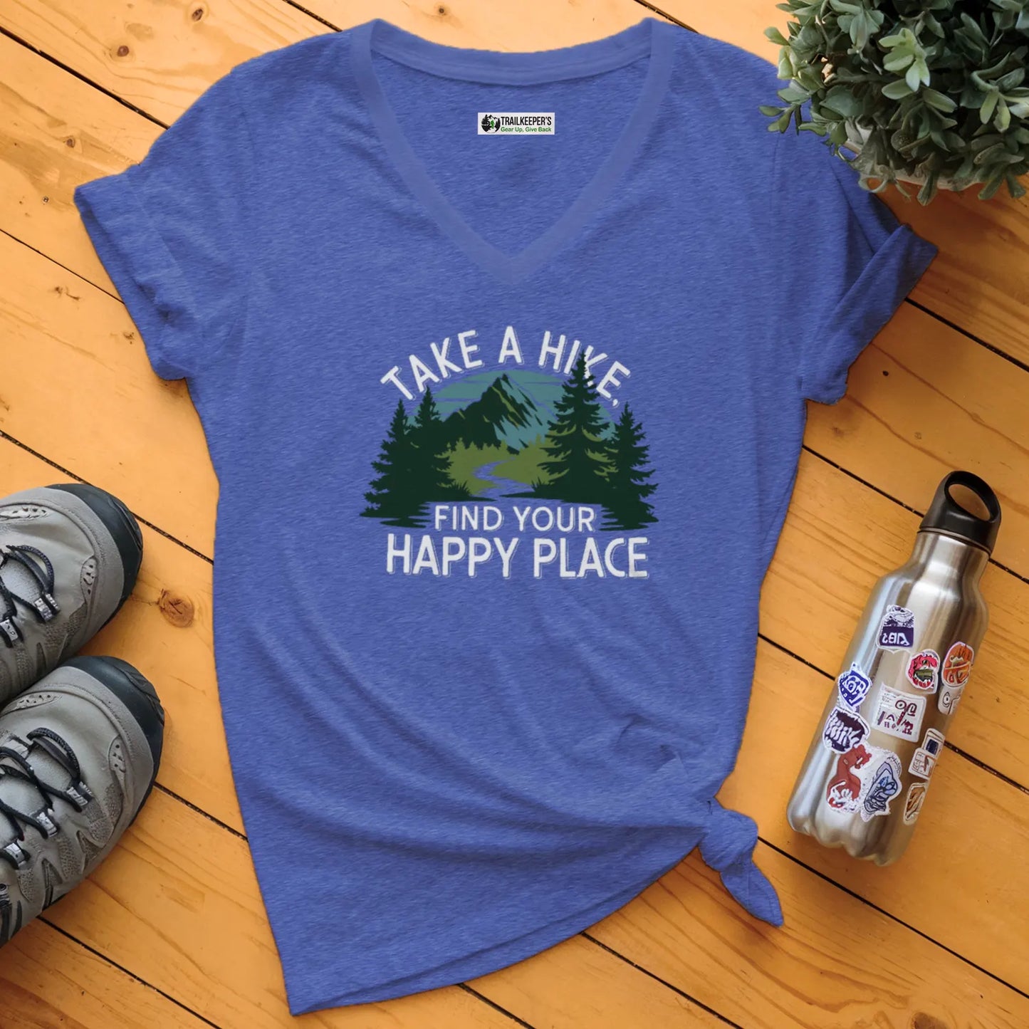 Take A Hike, Find Your Happy Place V-Neck T-Shirt