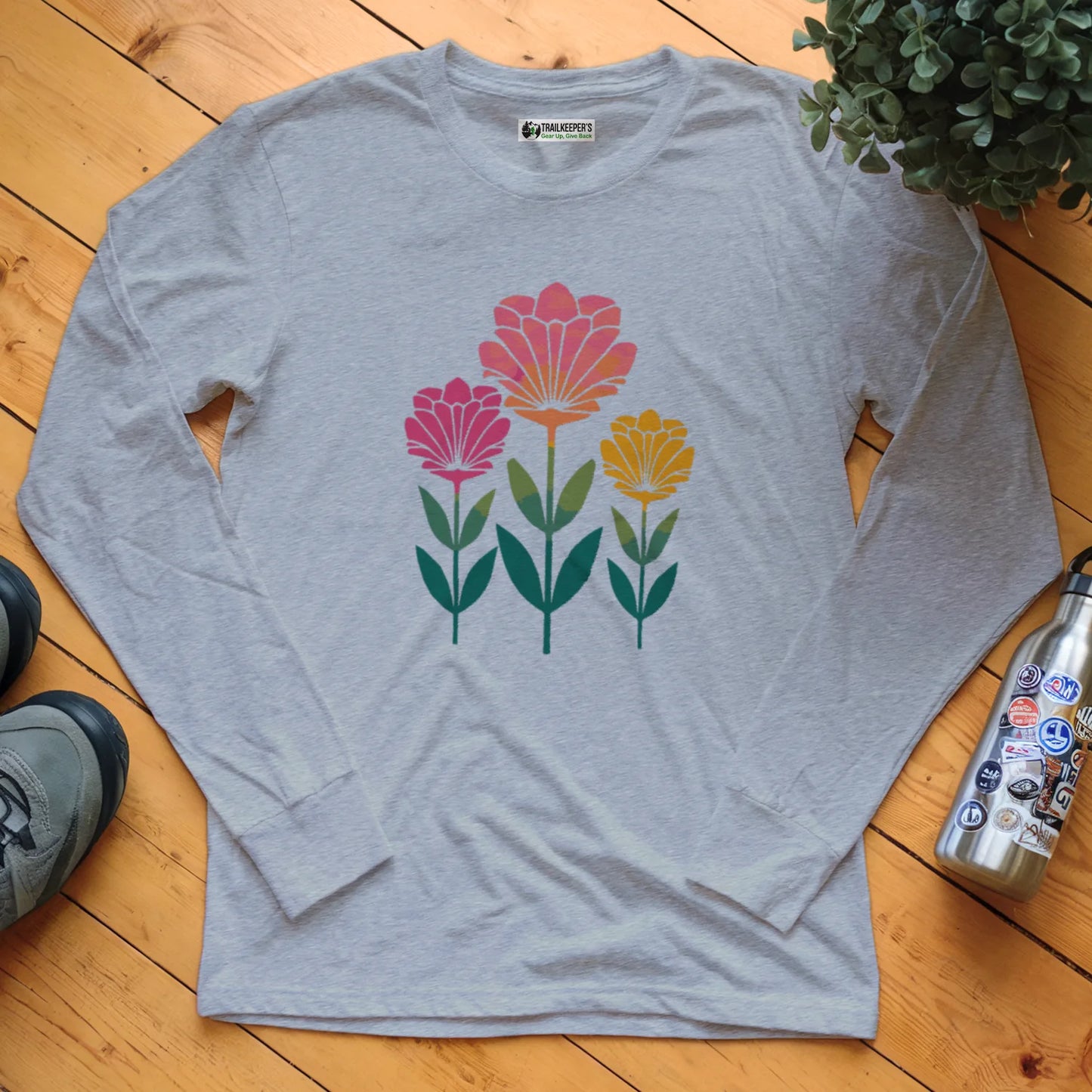 Three Flowers Long Sleeve T-Shirt