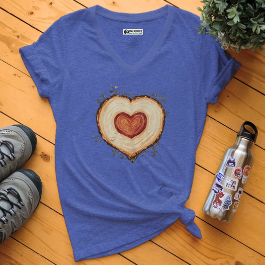 Tree Heart Wood V-Neck T-Shirt