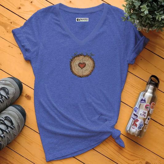 Tree Heart Wood V-Neck T-Shirt